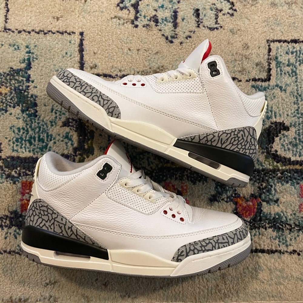 Jordan White and Cream Sneakers with Elephant Print